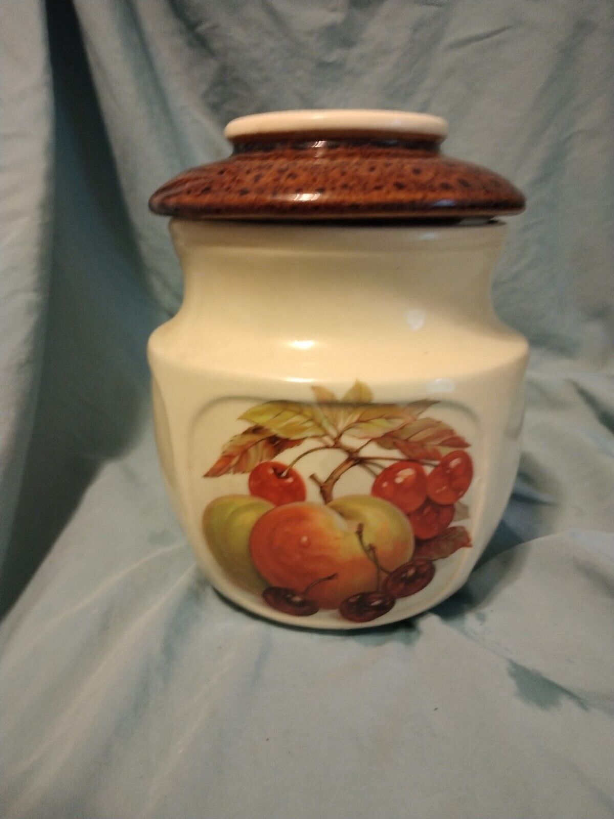 Vintage Ceramic Cookie Jar 1123 McCoy Pottery Fruit Graphic Apples & Cherries