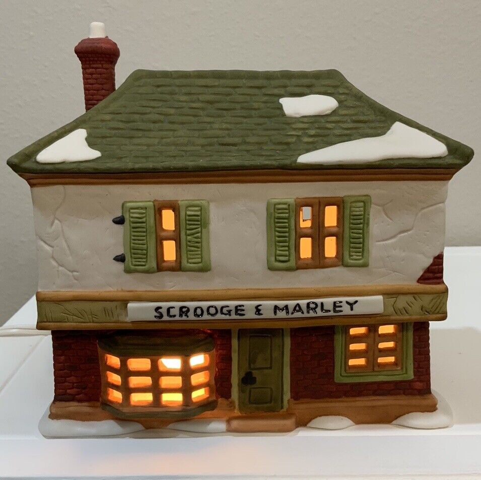Vtg 86’ Dept 56 Dickens Village Scrooge & Marley Counting House 6500-5 Light Box