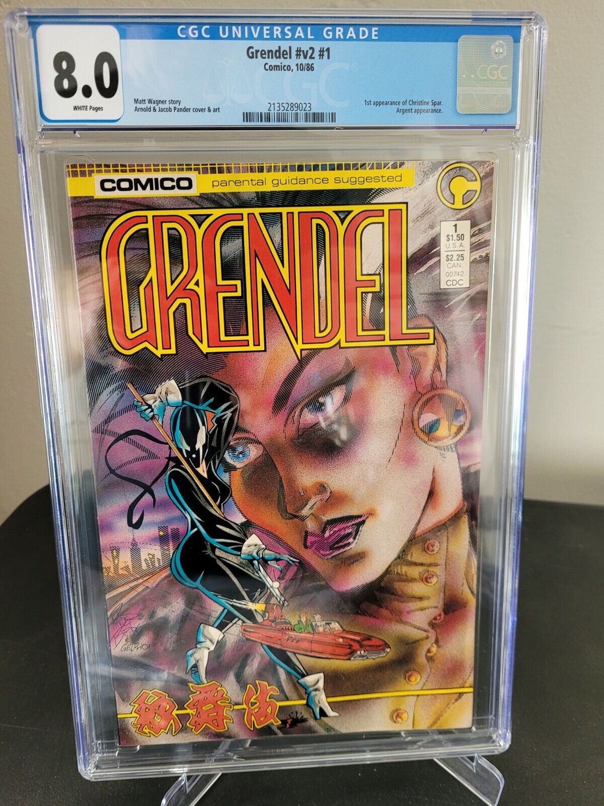 GRENDEL #1 CGC 8.0 GRADED 1986 COMICO COMICS 1ST APPEARANCE OF CHRISTINE SPAR 