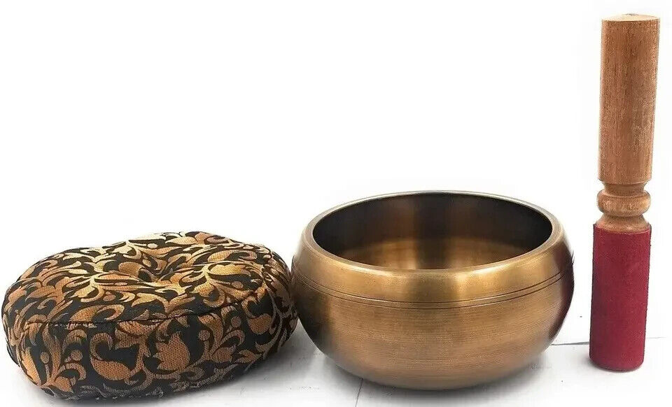 Antique Gold Singing Bowl Brass Deep Sound Plain Handmade Traditional 6 Inche