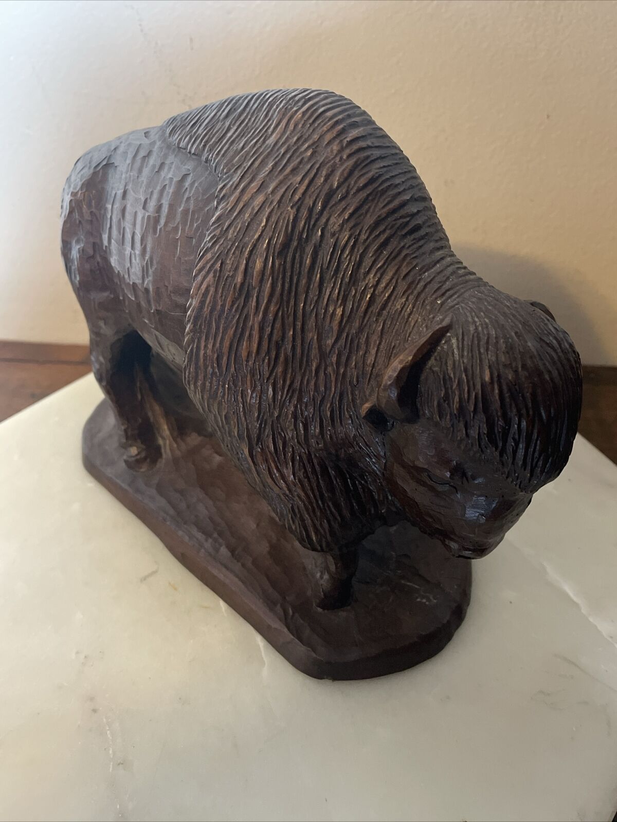 Carved Buffalo Figure Handcrafted Reproduction By Red Mill Mfg