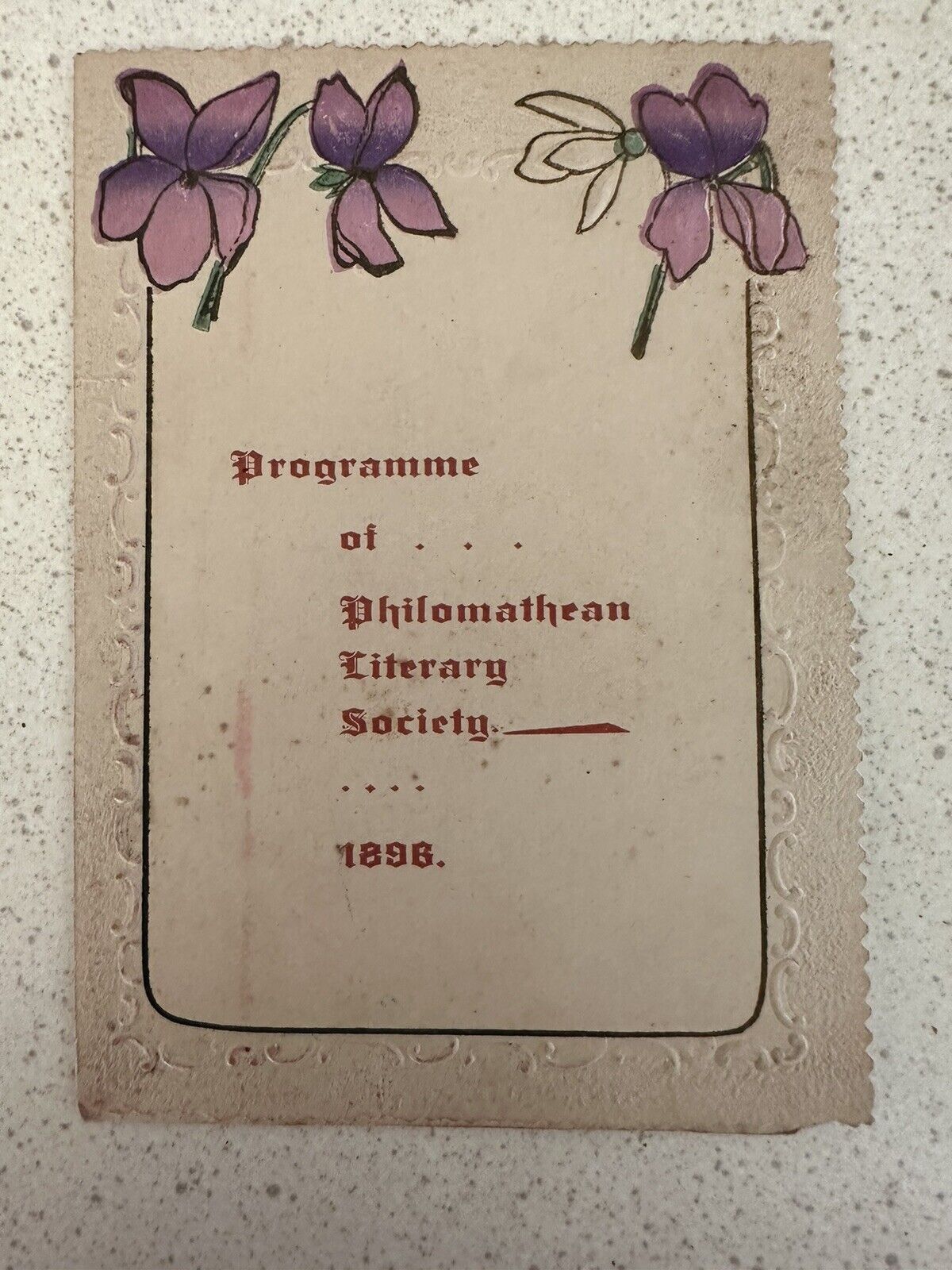 vintage 1896 Philomathean Literary  program Kirksville MO  (1L)