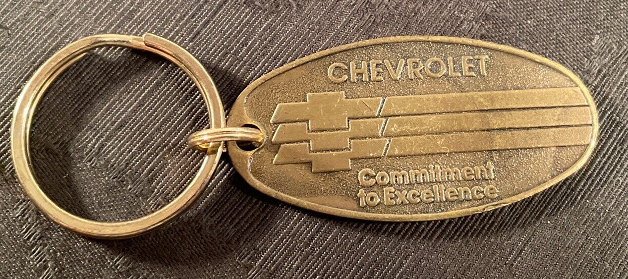 Vintage Chevrolet Commitment To Excellence Return Postage Solid Brass Keychain