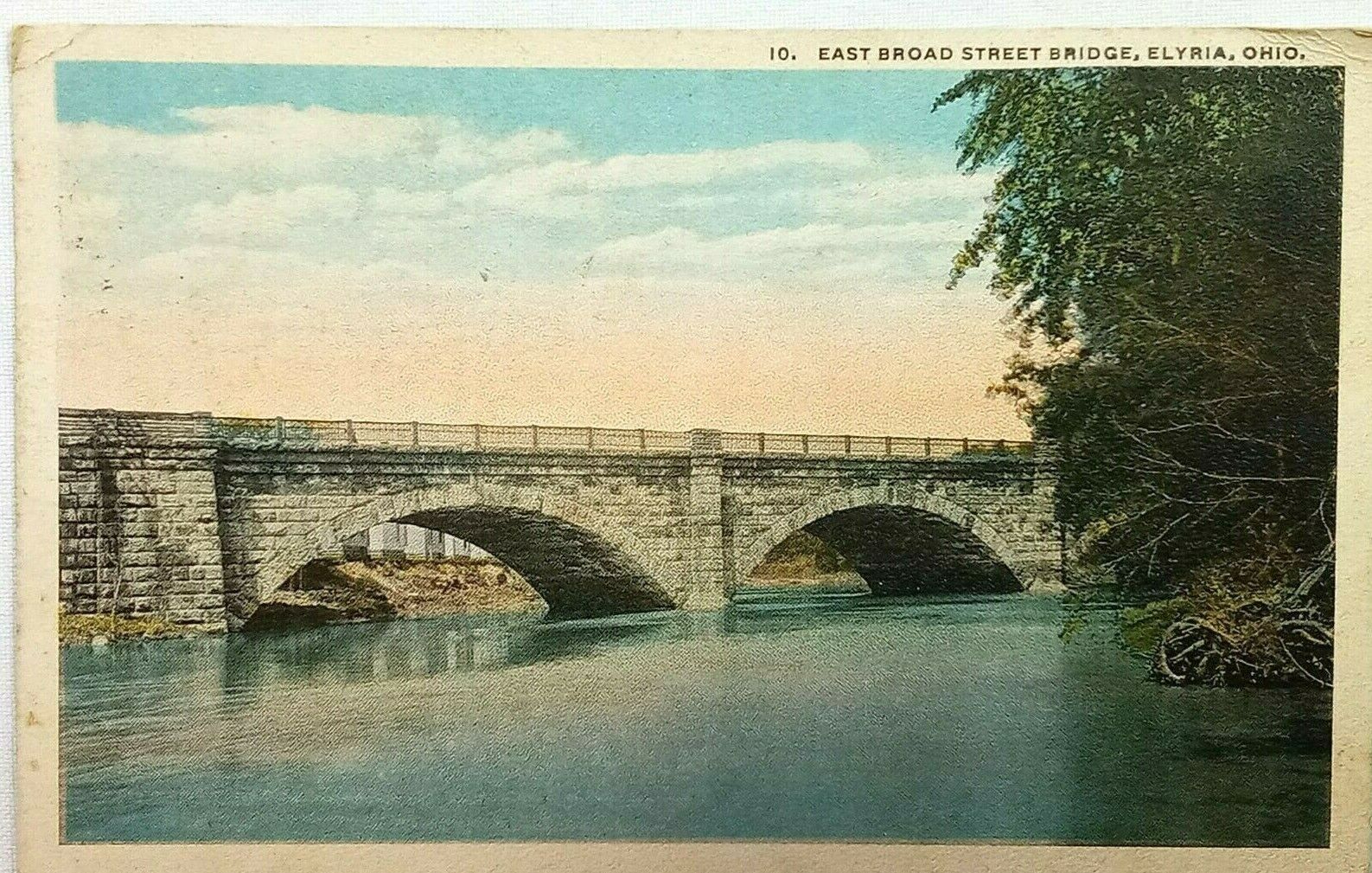 Vintage Postcard 1912 East Broad Street Bridge Elyria OH Ohio Pub. Harry H. Hamm