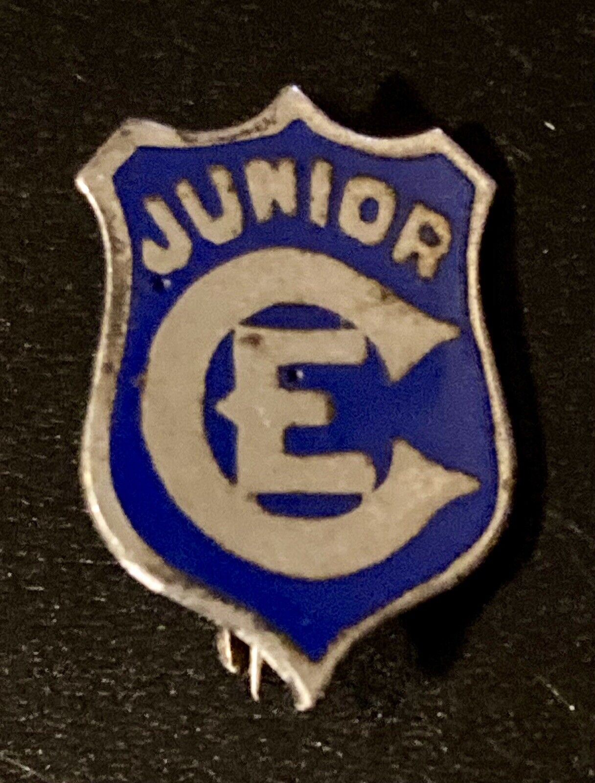 Vintage 1930s Junior CE Christian Endeavor Lapel Pin Rare Original Tiny Bent Pin