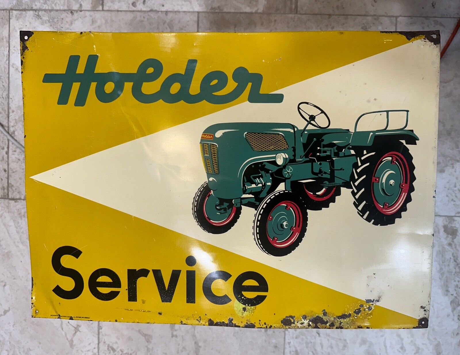 1950’s Vintage HOLDER TRACTOR SERVICE Tin Farm Sign Original Rare Oliver Case