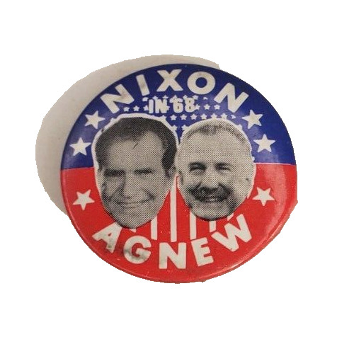 Vintage 1968 Nixon Agnew Presidential Campaign Cello Pinback Button