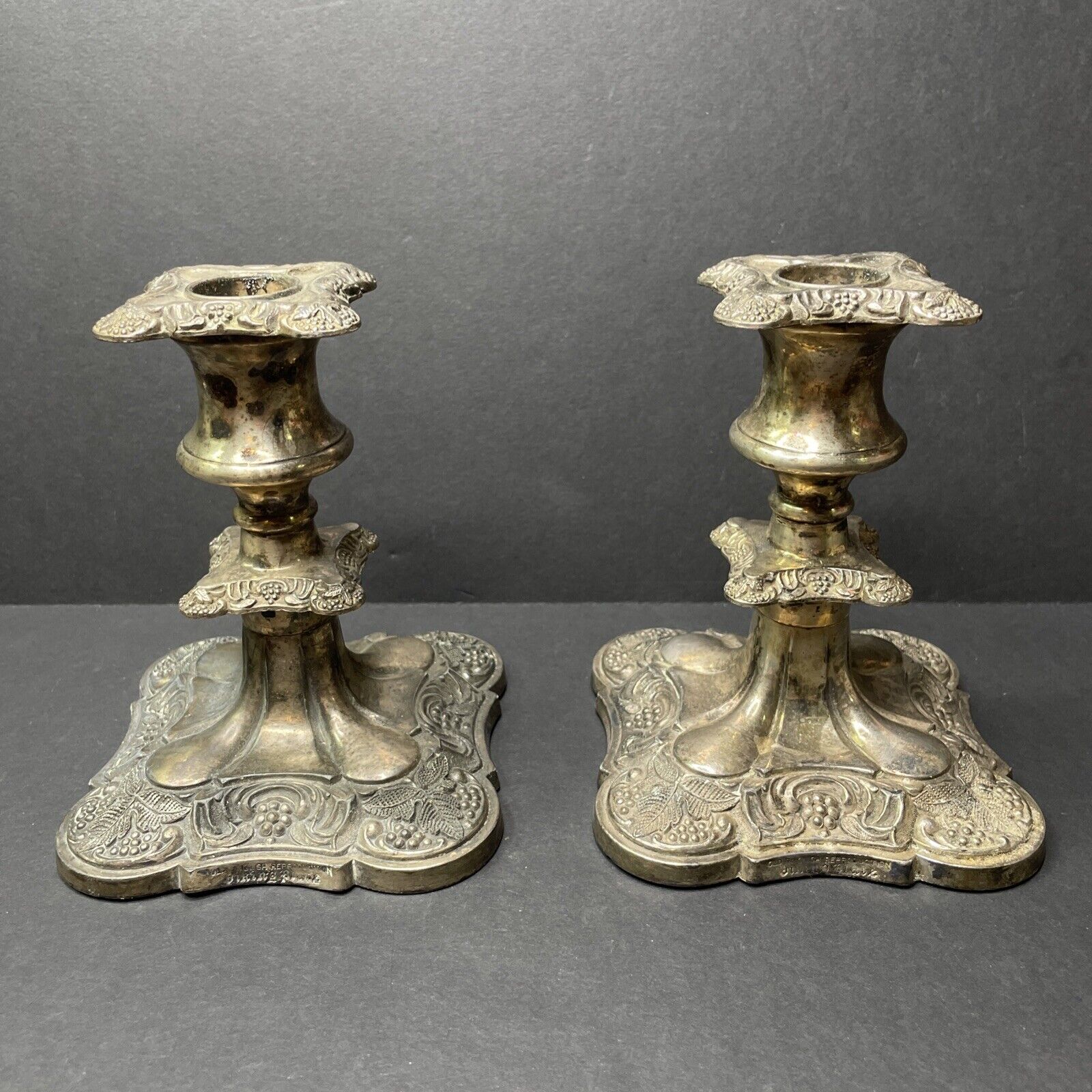 2 Vintage 1950s Viking Silver Plated Candle Sticks Candlesticks Candle Holders