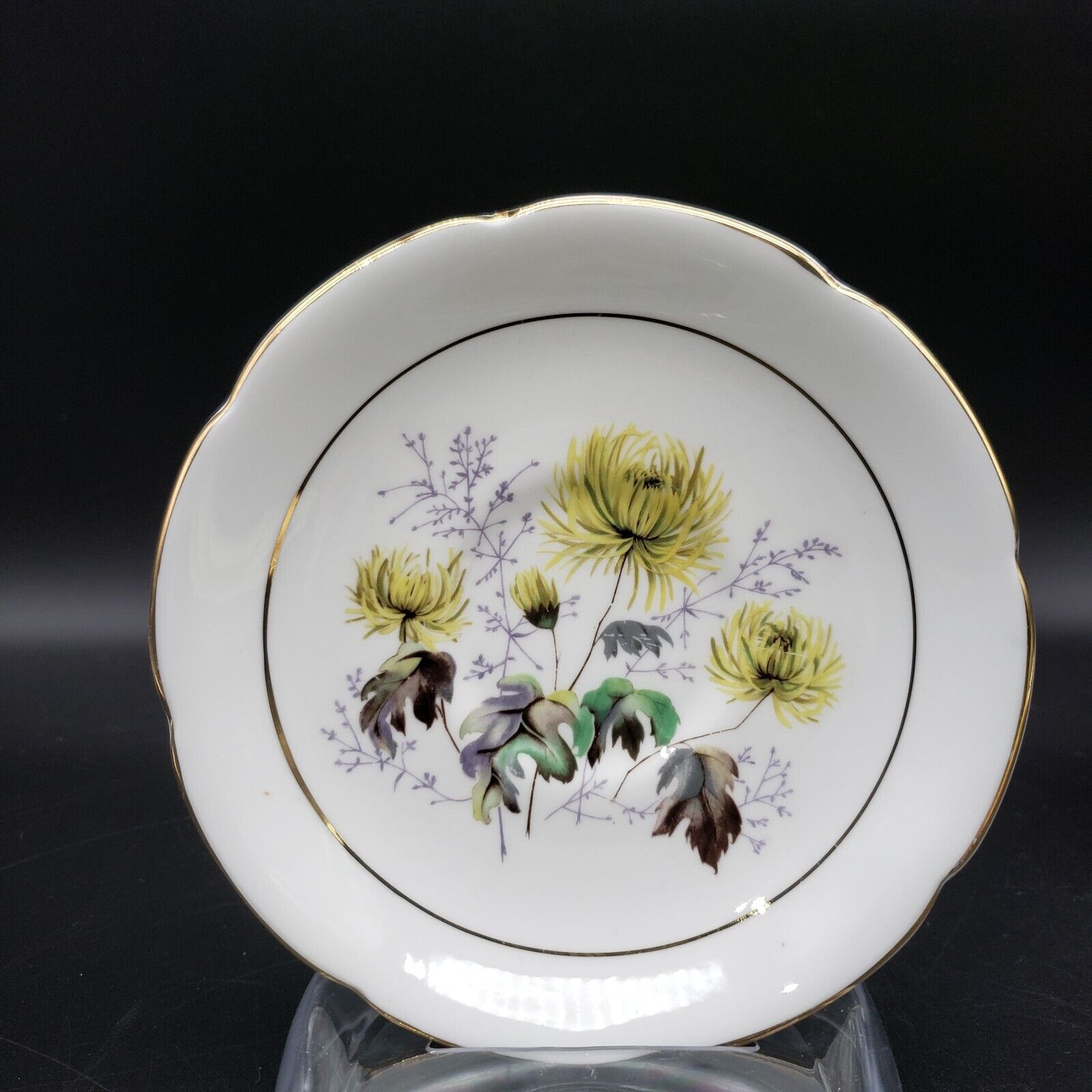 Vintage Royal Imperial Finest Bone China Saucer Yellow Floral Gold Trim England