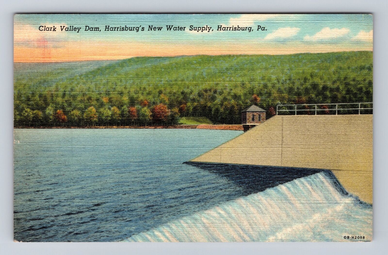 Harrisburg PA-Pennsylvania, Clark Valley Dam, Antique Vintage Souvenir Postcard