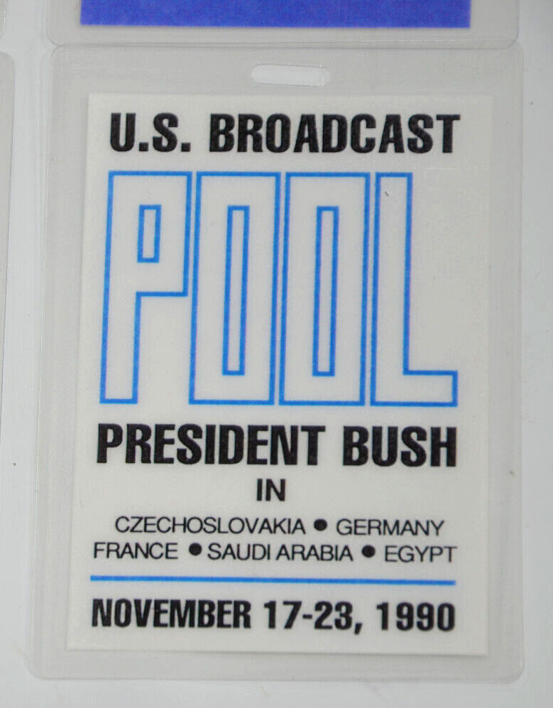 George H W Bush Middle East TRIP Press Pass 1989 ABC News Credential Vtg Germany