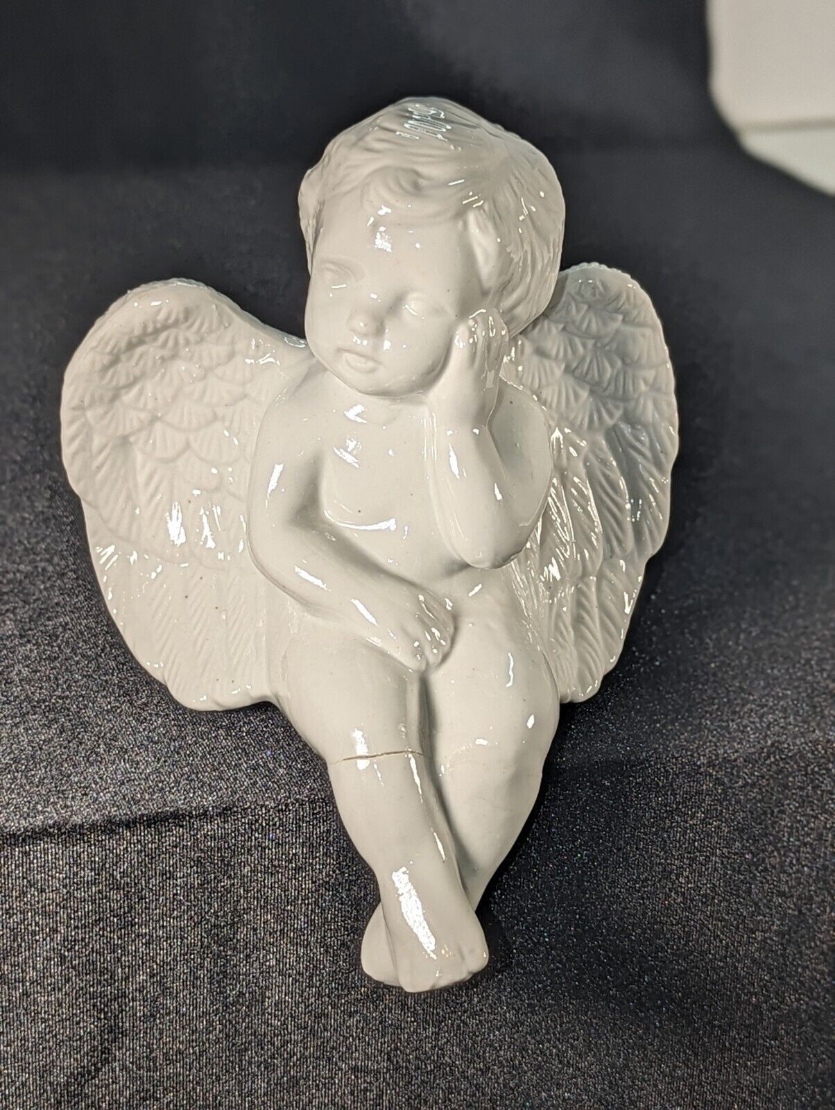 Vintage Sitting Angel Cherub Ceramic