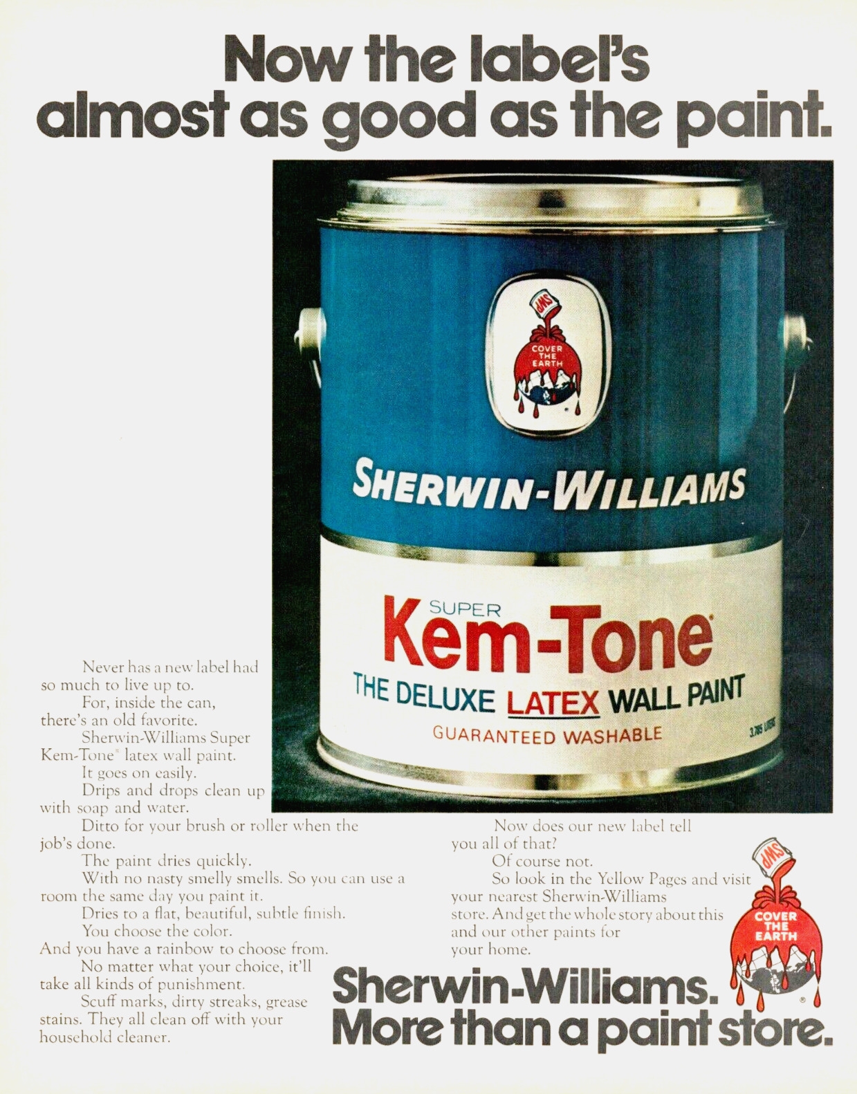 1971 SHERWIN WILLIAMS paint vintage PRINT AD wall latex  Kem Tone house
