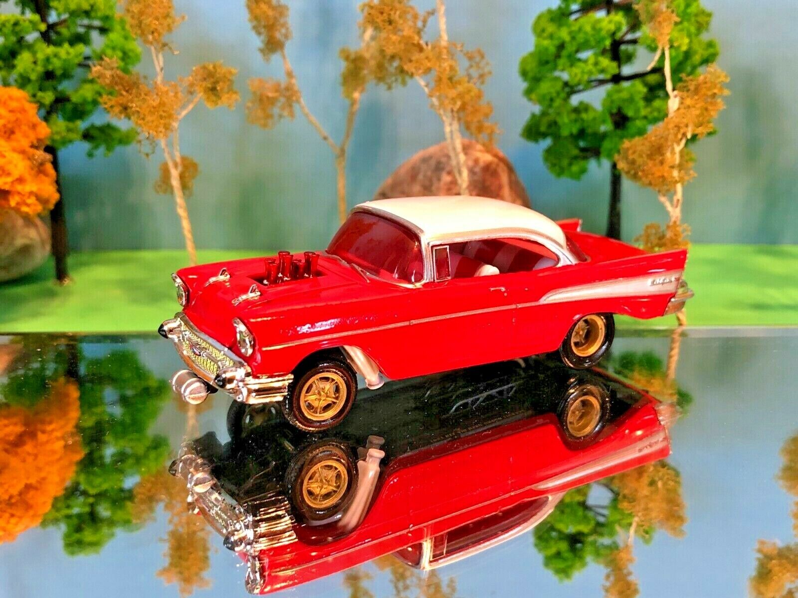 Chevy Gasser, Bel Air, 1957, Chevrolet Gasser, 1:64 Scale Beautiful Red & White