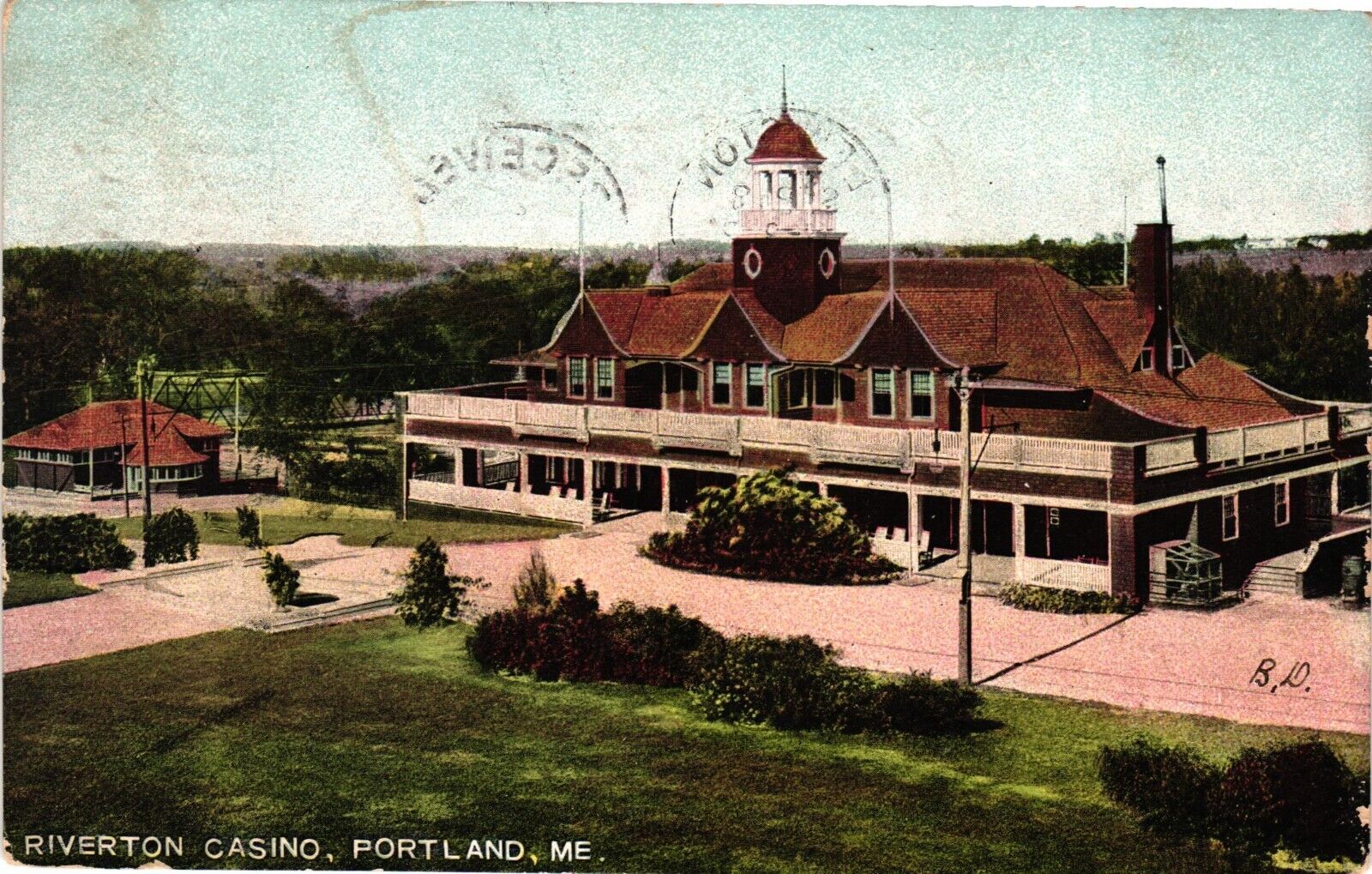 1907 Riverton Casino Building Exterior View Portland Maine ME Vintage Postcard