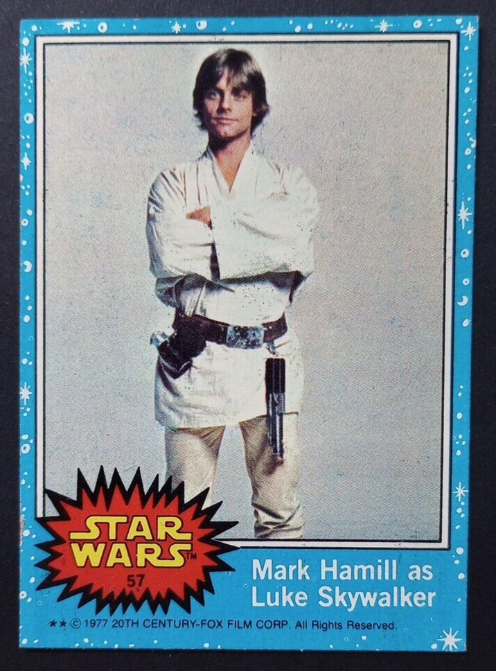 1977 Topps Star Wars Card Series 1 Blue #57 Mark Hamill as Luke Skywalker