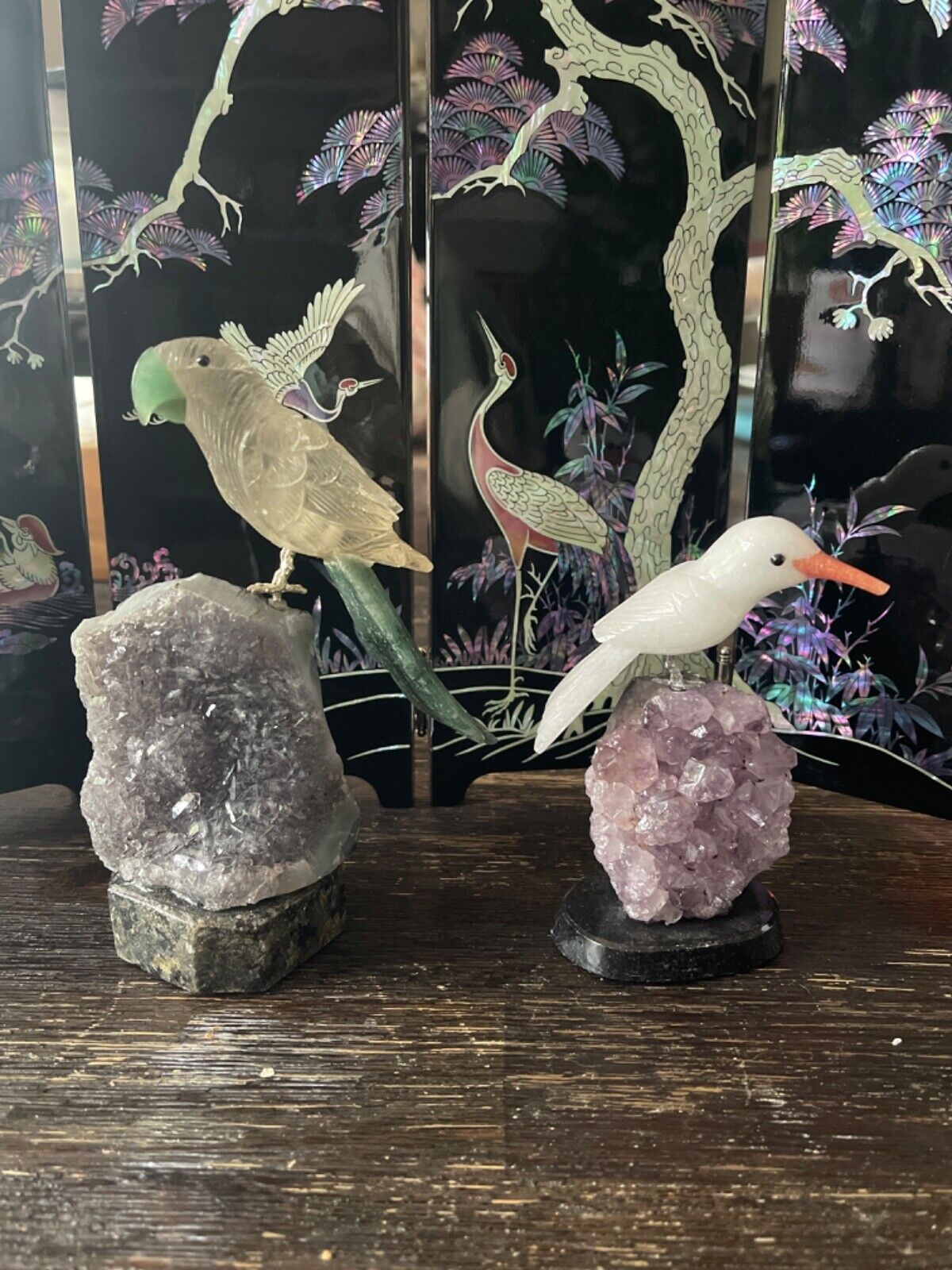 Pair (2) of Beautiful Natural Quartz Crystal Gemstone Birds