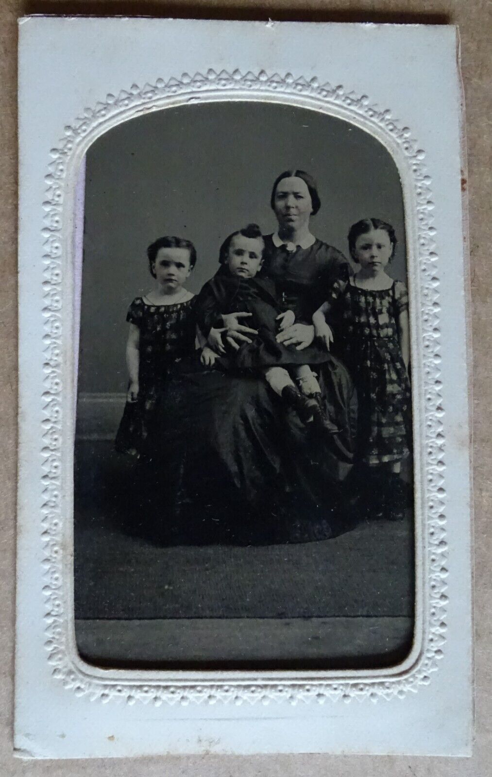 Tintype Photograph of the Powers Family (from Boston/New Hampshire area) tinted