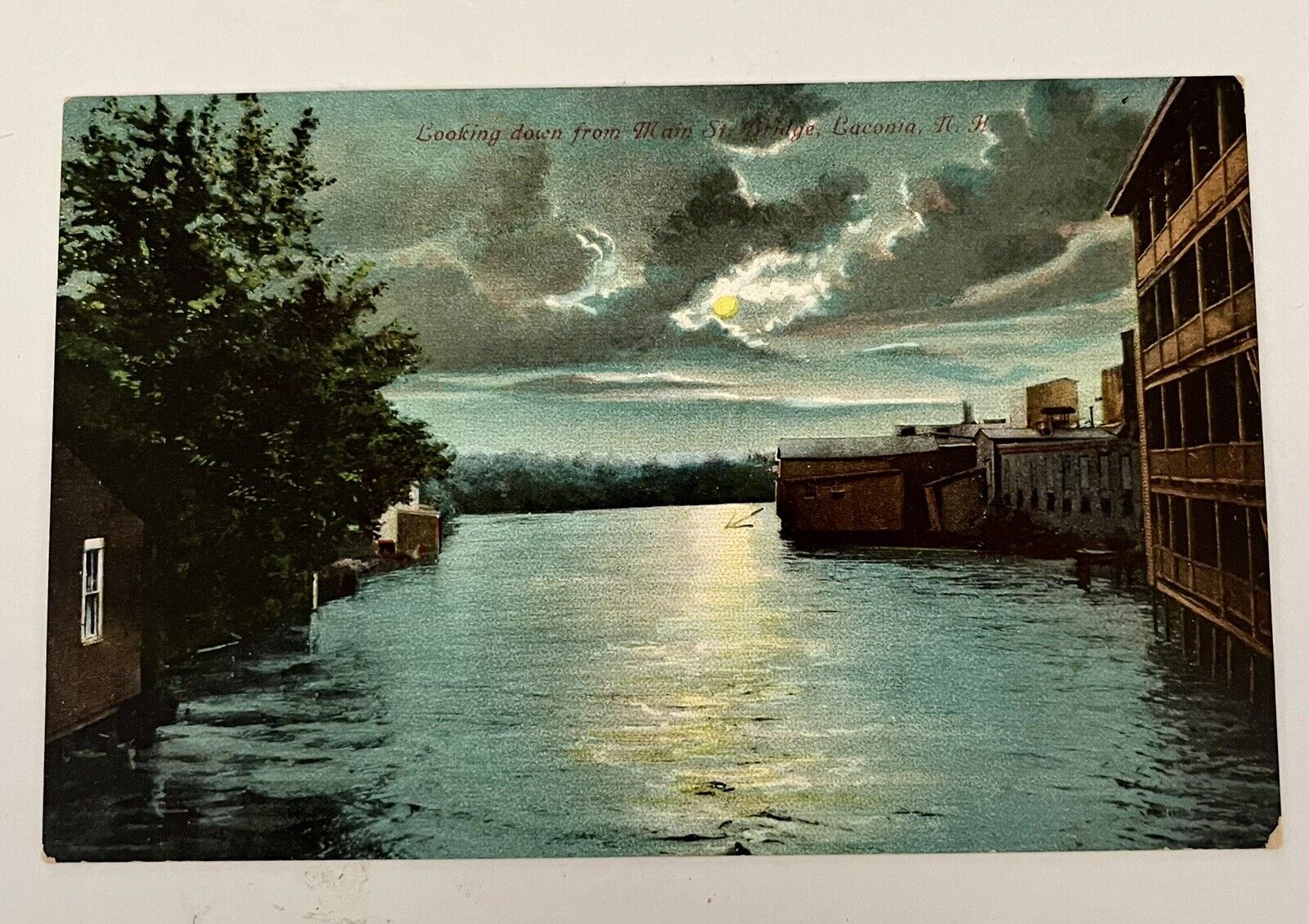Postcard Antique c1920s LACONIA Main St Bridge NEW HAMPSHIRE Foundry RPPC