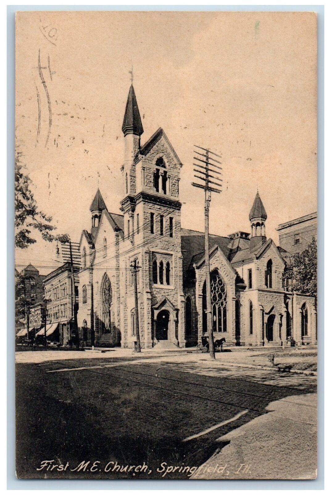 Springfield Illinois IL Postcard First Methodist Episcopal Church Exterior 1907