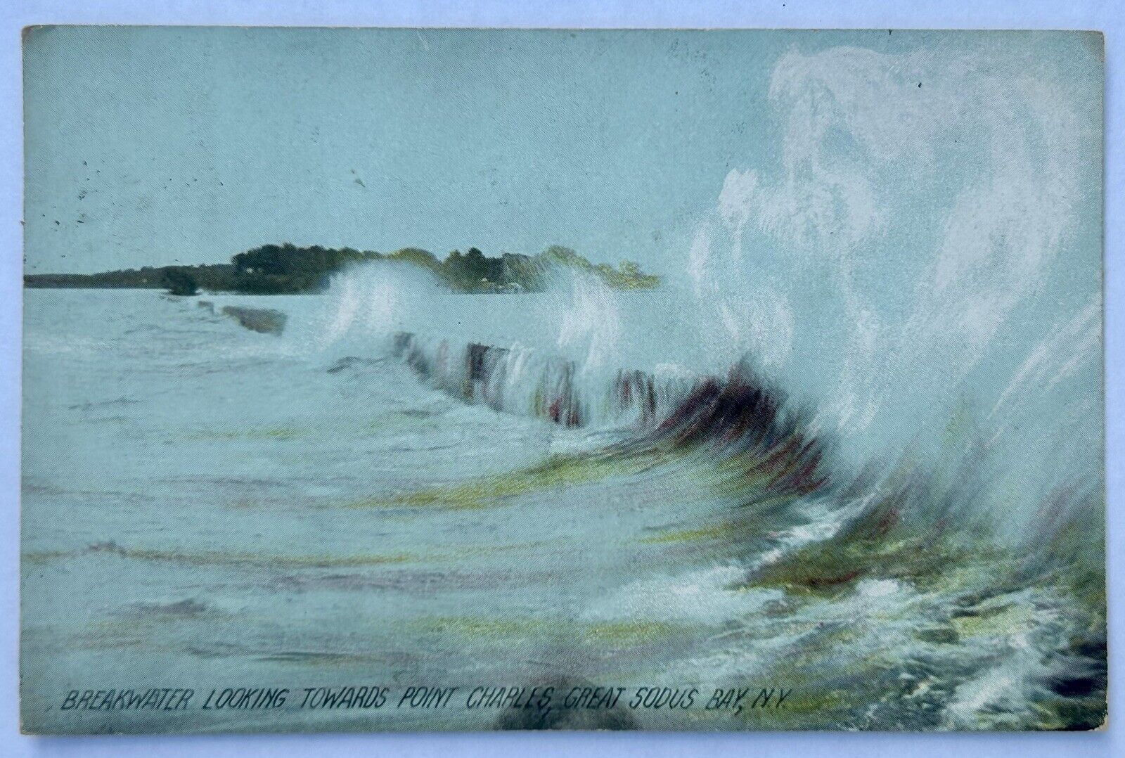 Great Sodus Bay. New York. NY. Port Charles. Waves. Vintage Postcard