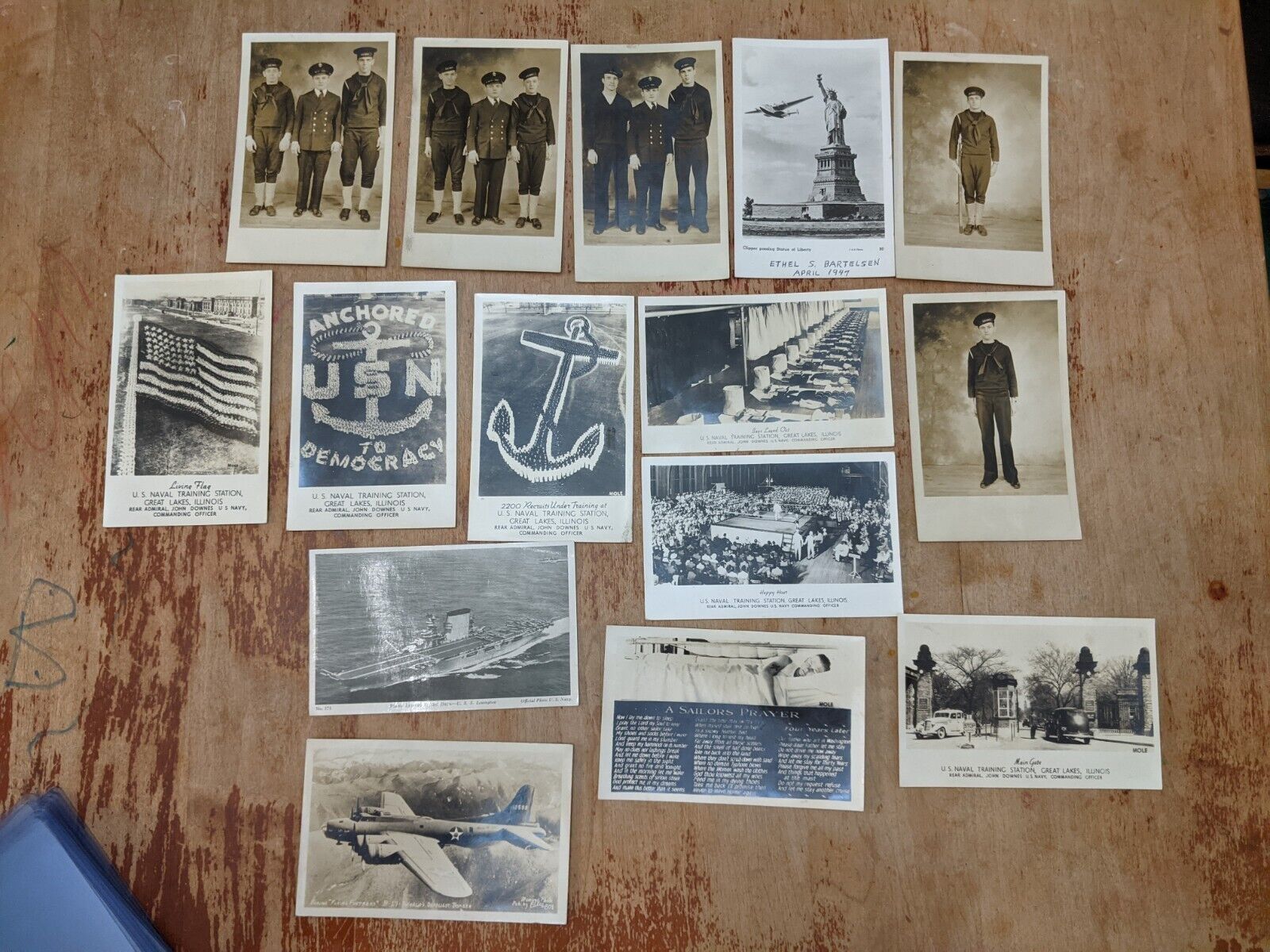 RPPC WWII US Navy Postcards Mixed Lot Of 15 Soldiers Battleship Planes Boxing