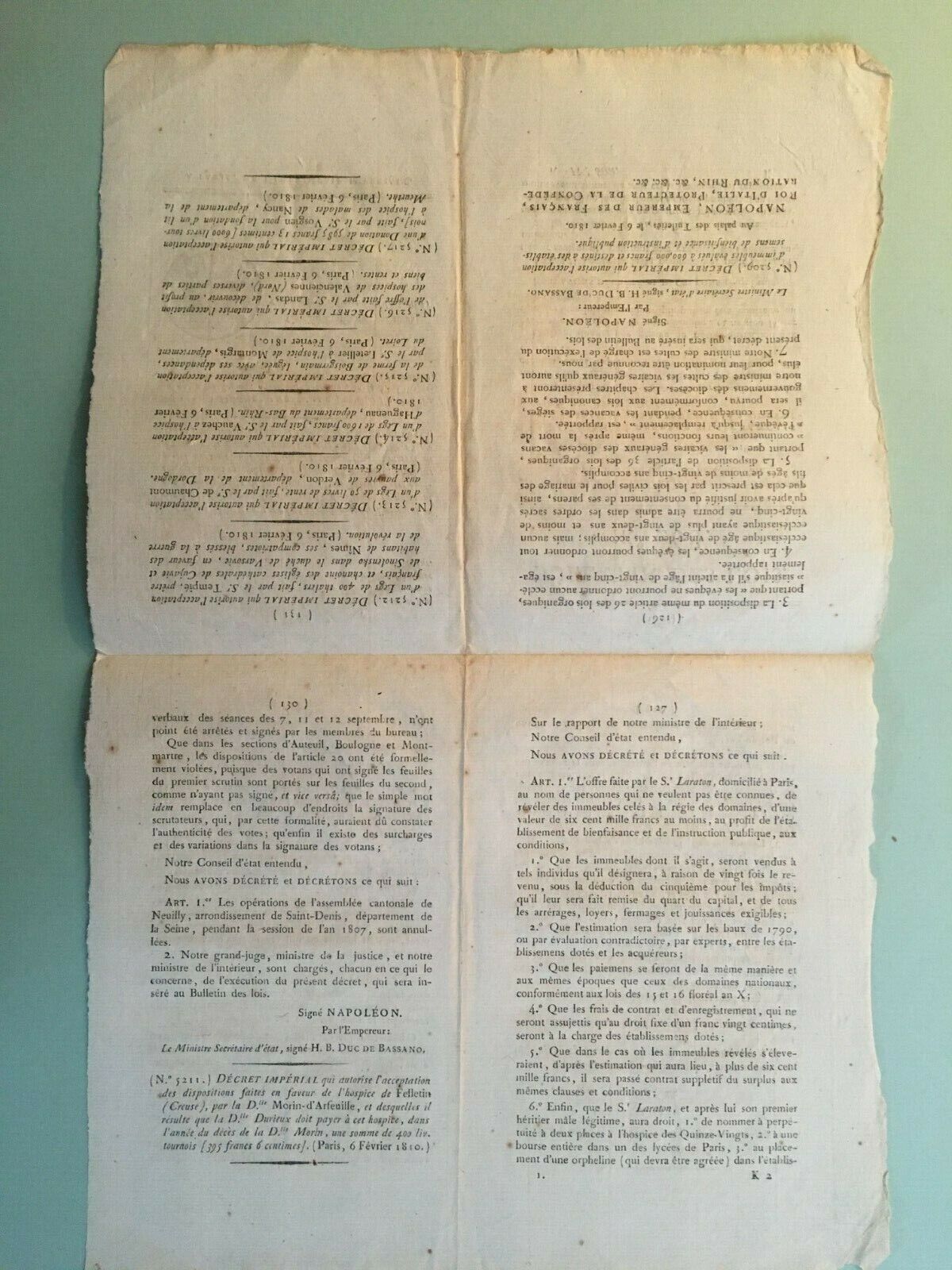 Original 1810 Napoleon Concordant Document Paris #268