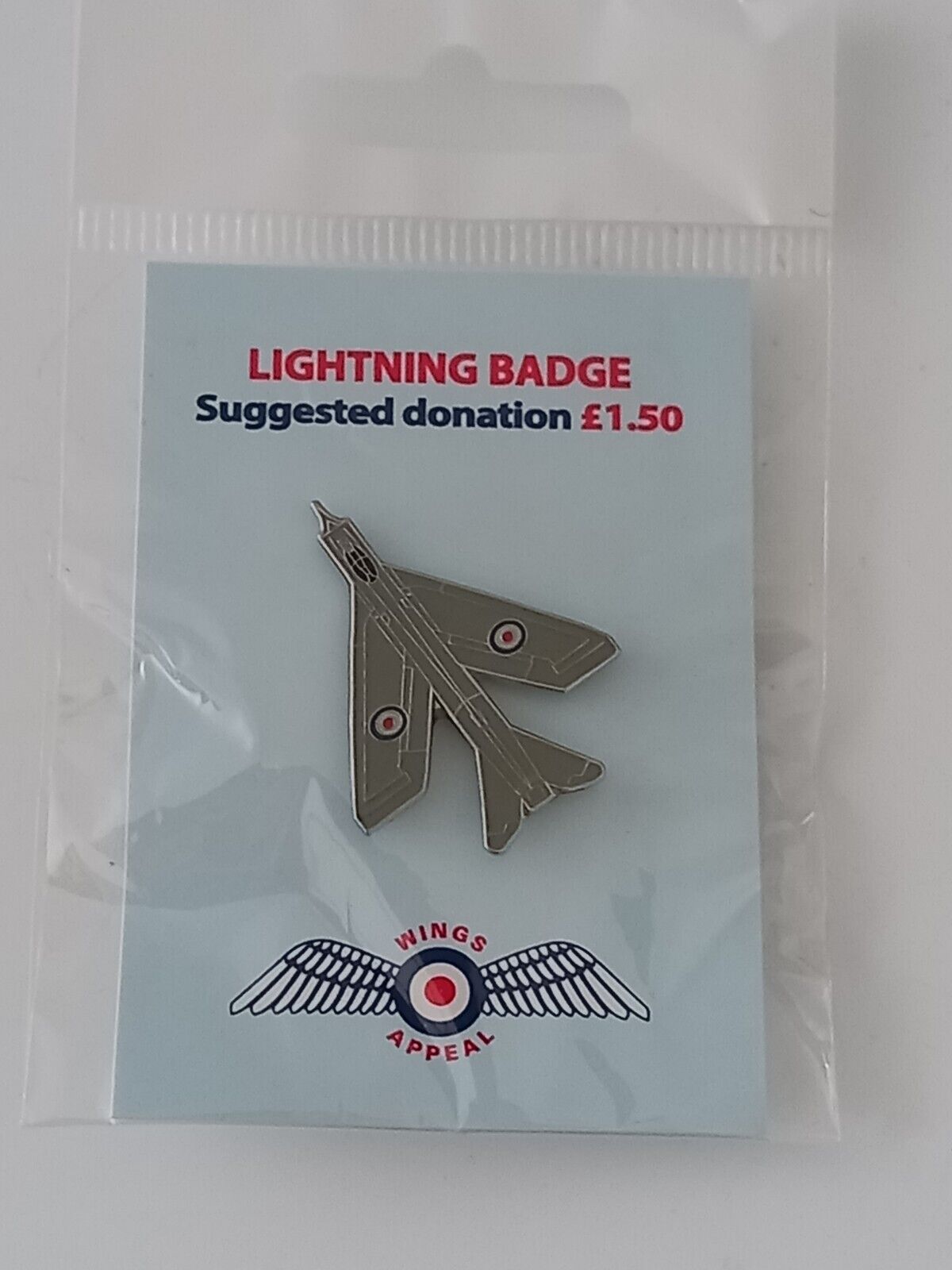 Wings Appeal RAF Lightning Badge Pin Royal Air Force Charity