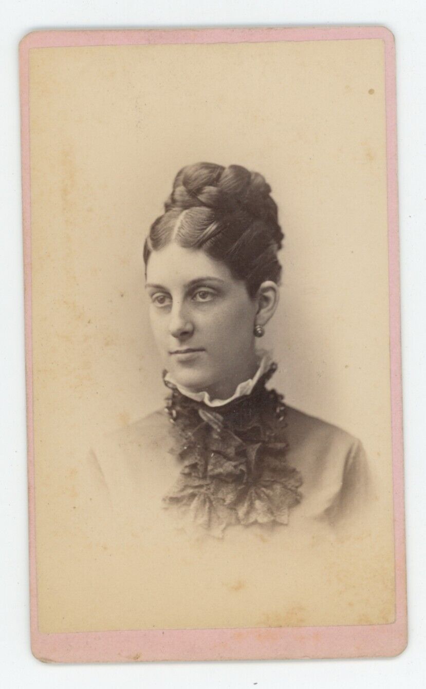 Antique CDV Circa 1870s Stunning Gorgeous Woman in Dress Warren Boston, MA