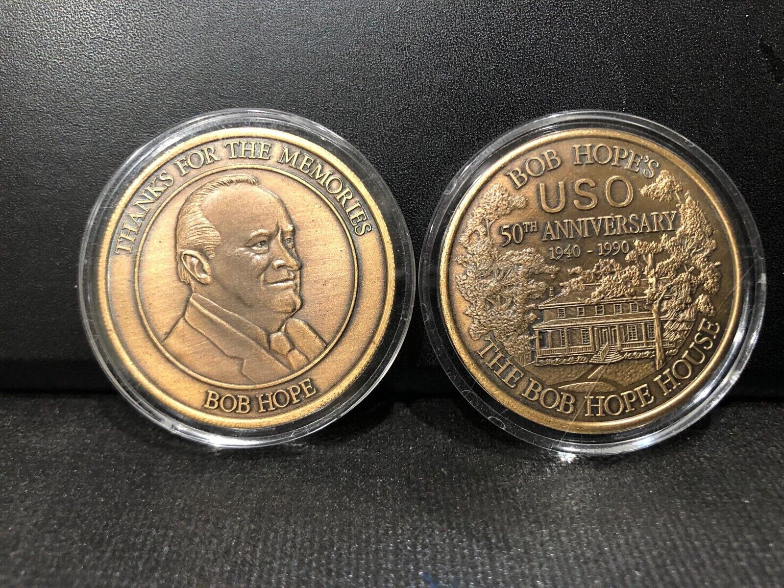 Vintage Bob Hope House Thanks For The Memories USO 50 Anniversary Coin Medallion