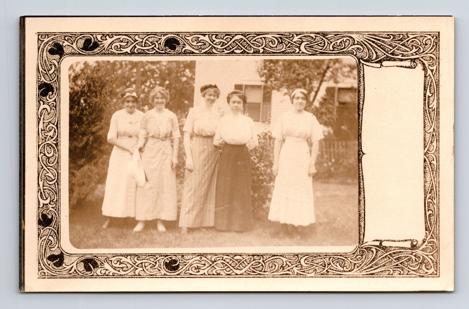 RPPC Women in Dresses Pose for Outdoor Photo Postcard