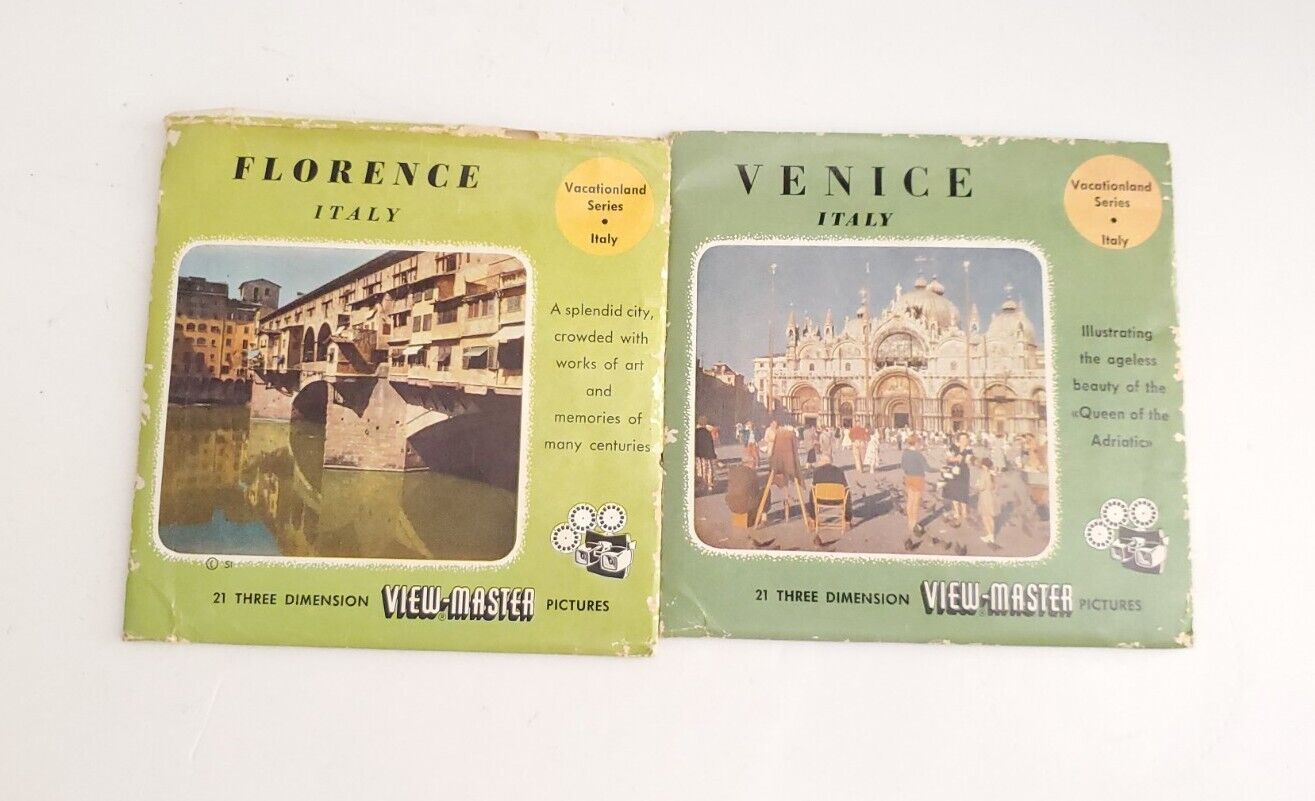 1949, 1959 View-Master Vacationland Series FLORENCE AND VENICE Italy W/ Package