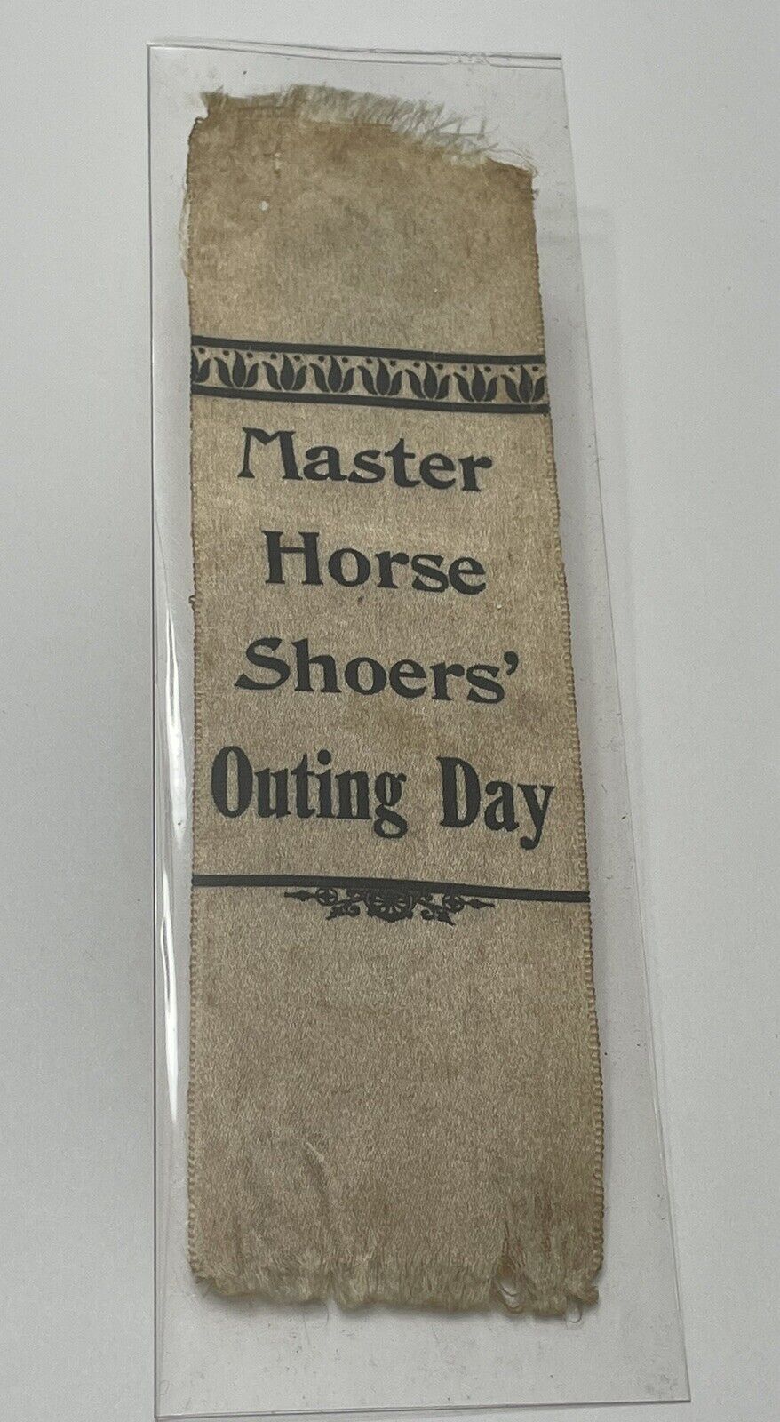 Early Antique Master Horse Shoers Blacksmiths Outing Day Ribbon