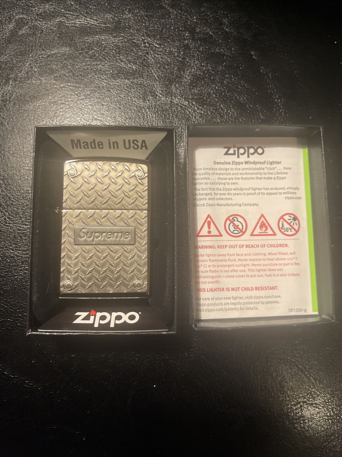 Supreme x Zippo SS19 Diamond Plate Zippo - Brand New