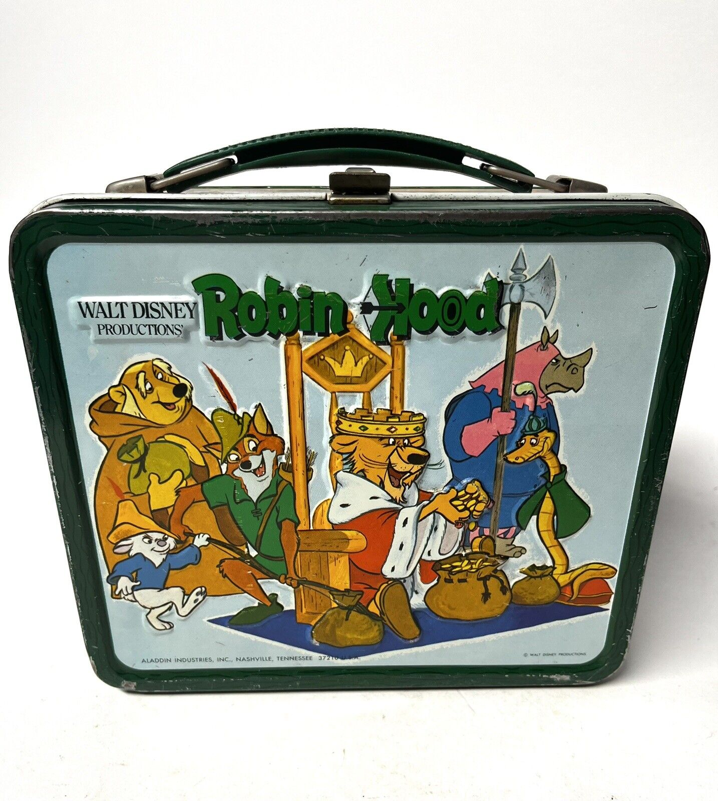 Vintage 1973 Walt Disney Robin Hood Metal Lunchbox Aladdin Industries No Thermos