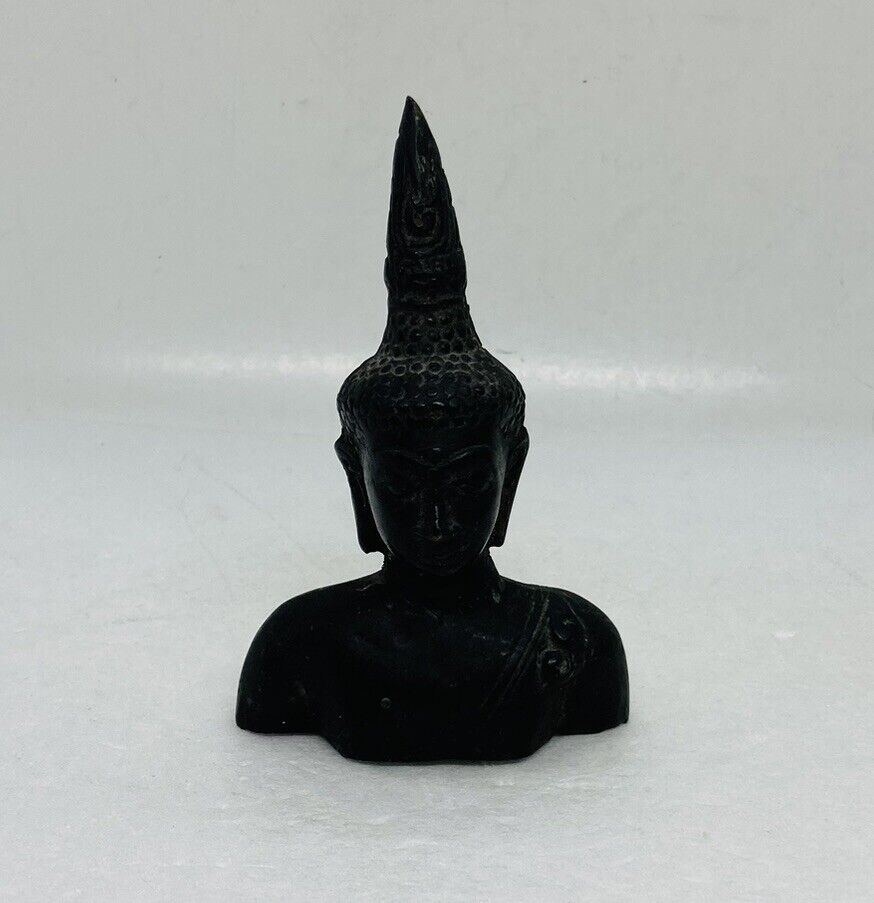 Vintage 1960s Bali Buddha Head Figurine Hollow Cast Metal 4.5” Art Decor C3