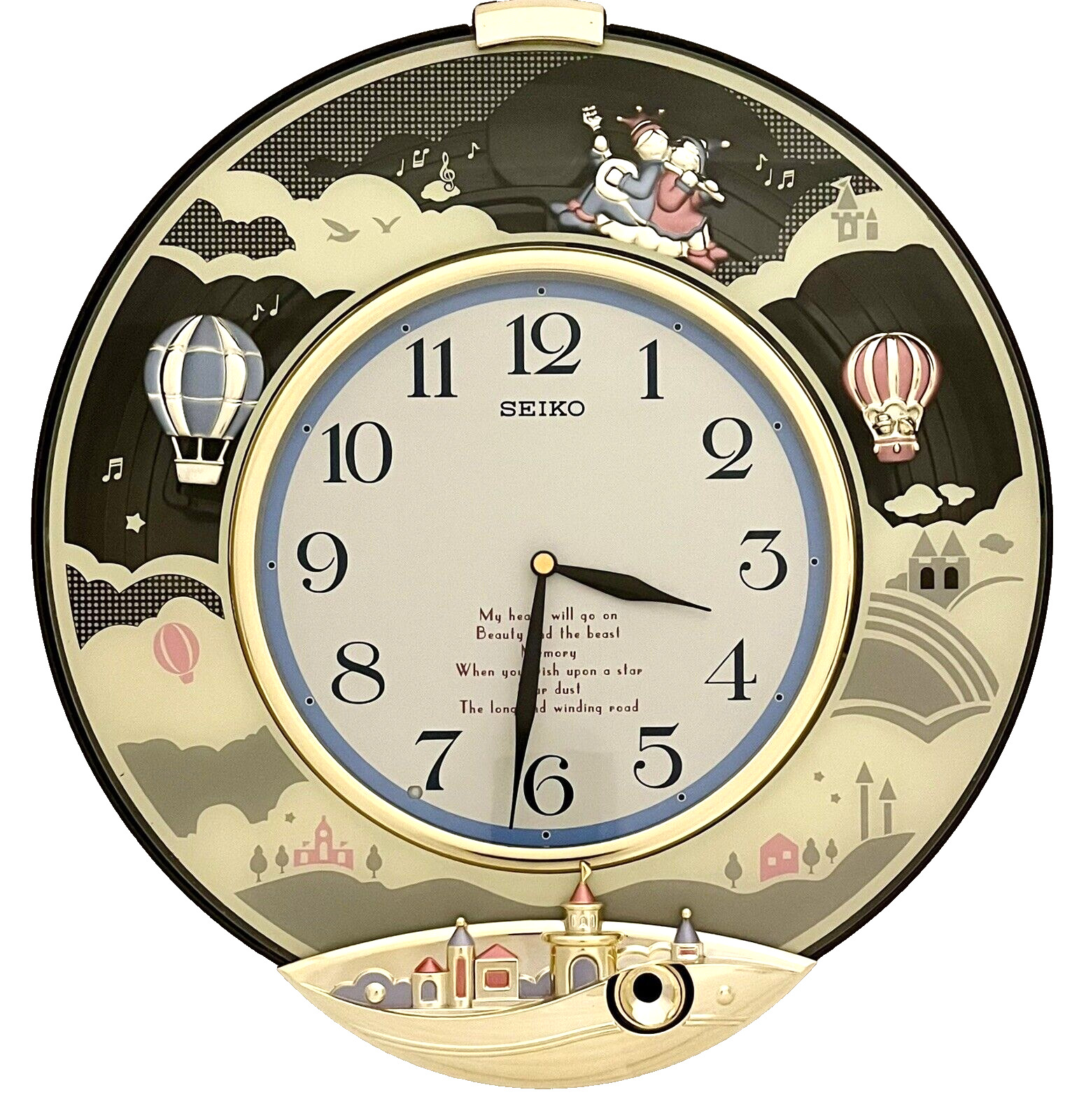 Seiko Melodies in Motion QXM114NRH Hot Air Balloons in the Sky Wall Clock AM633N