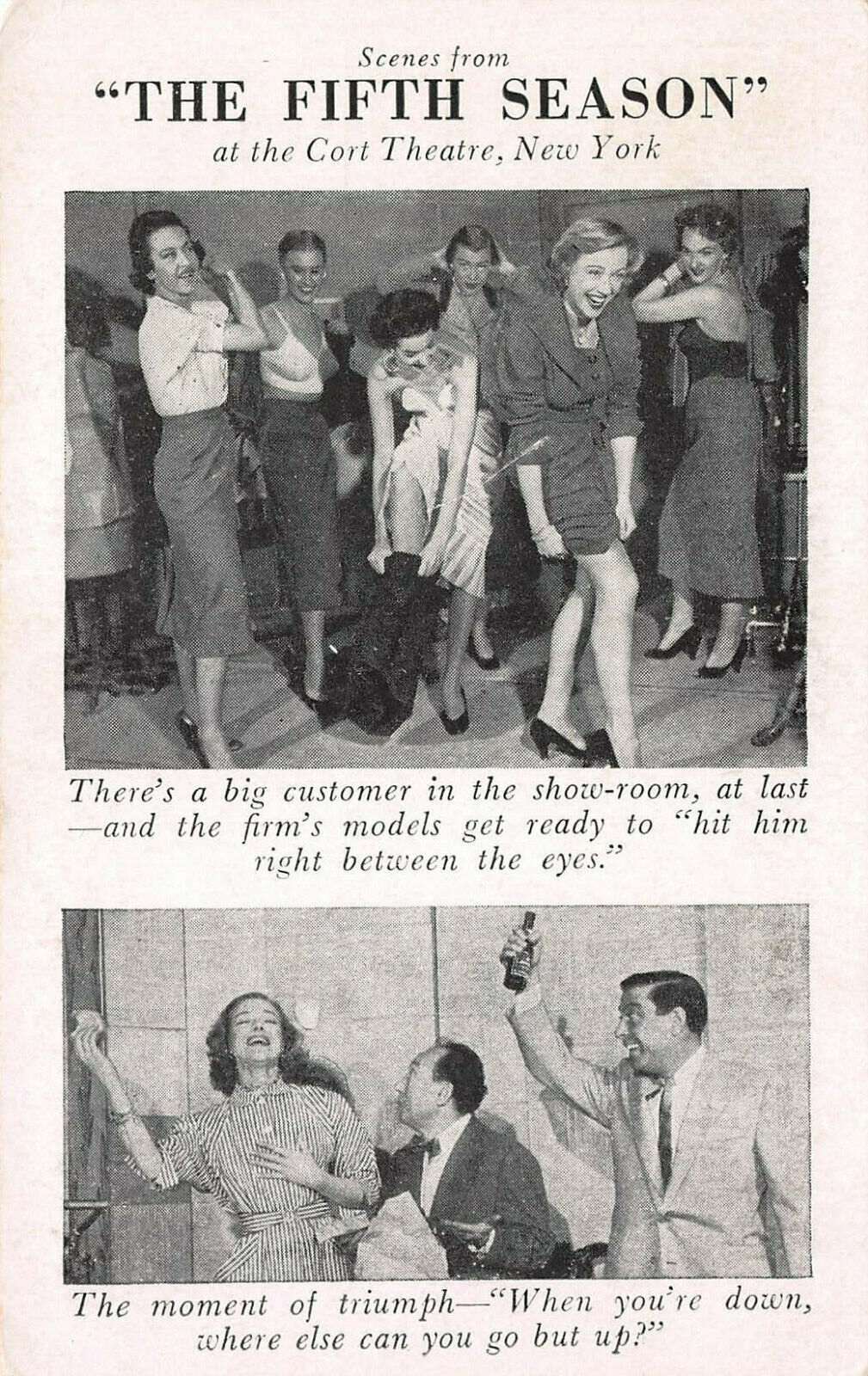Scenes from the Cort Theater, Manhattan, New York City, Circa 1953-1954 Postcard