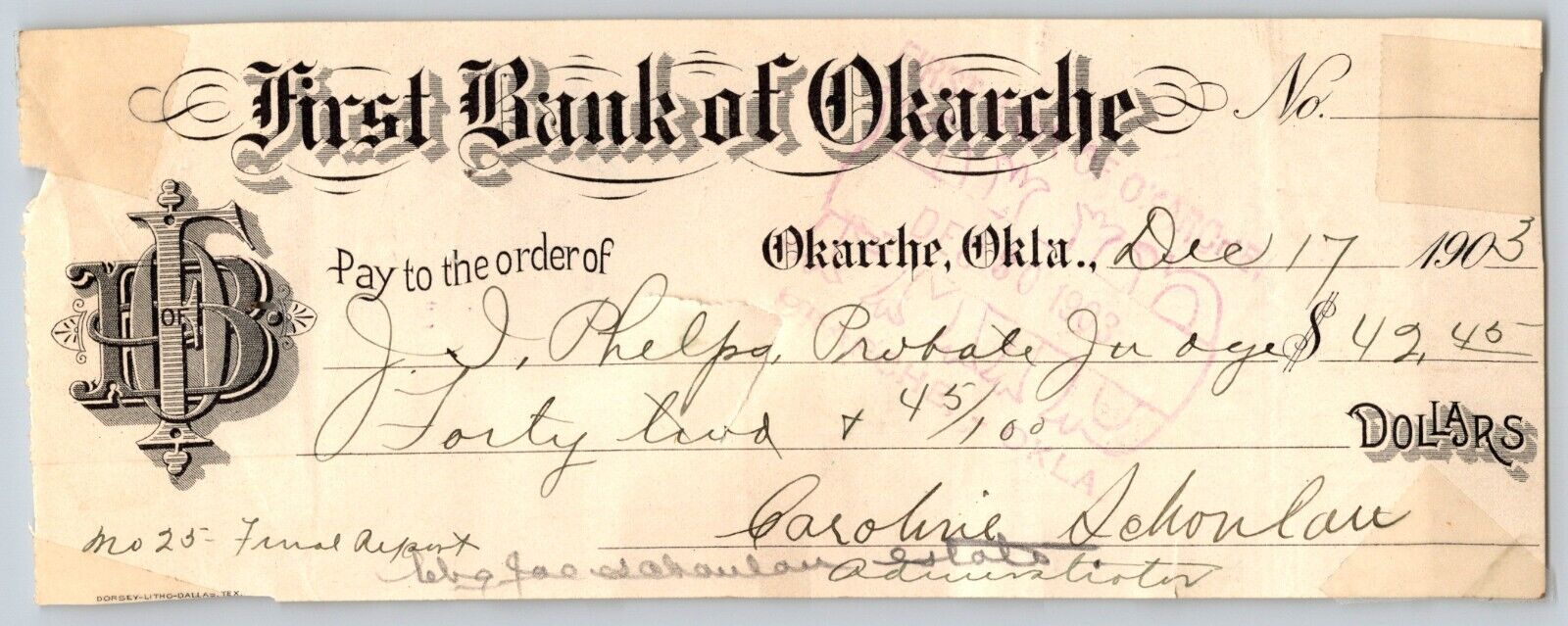 Okarche Oklahoma Territorial 1903 \