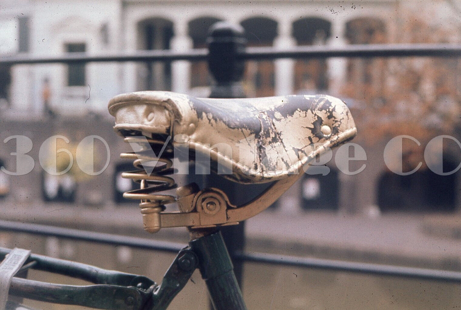 Vintage 1971 35mm photo slide of an old bicycle seat saddle