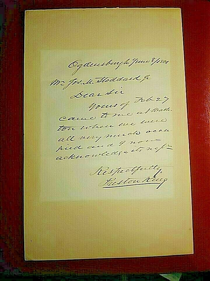 US Senator, Preston King, Autograph, (1806-1865) US Letter Signed June 8, 1861
