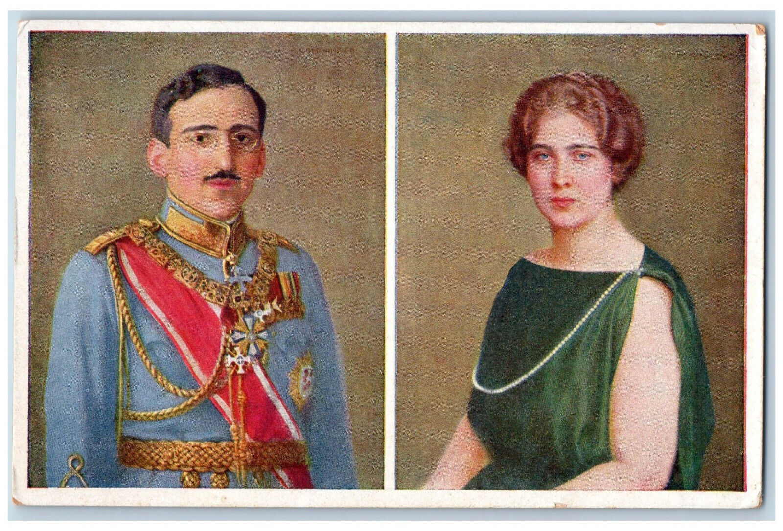 Yugoslavia Postcard Queen Mary and King Alexander c1920's Unposted Antique