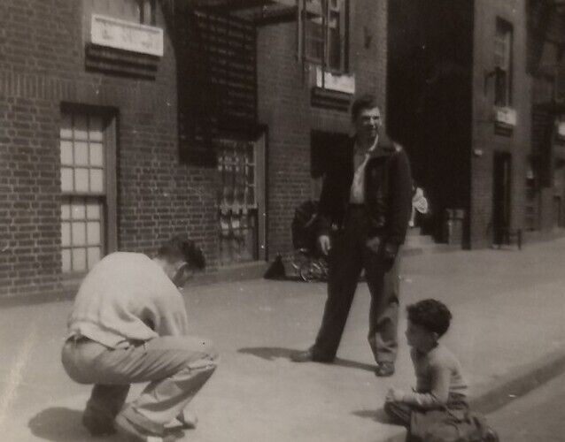 1940s Vintage PHOTO Men Standing Bronx NY E181st St. Chalk Writing 