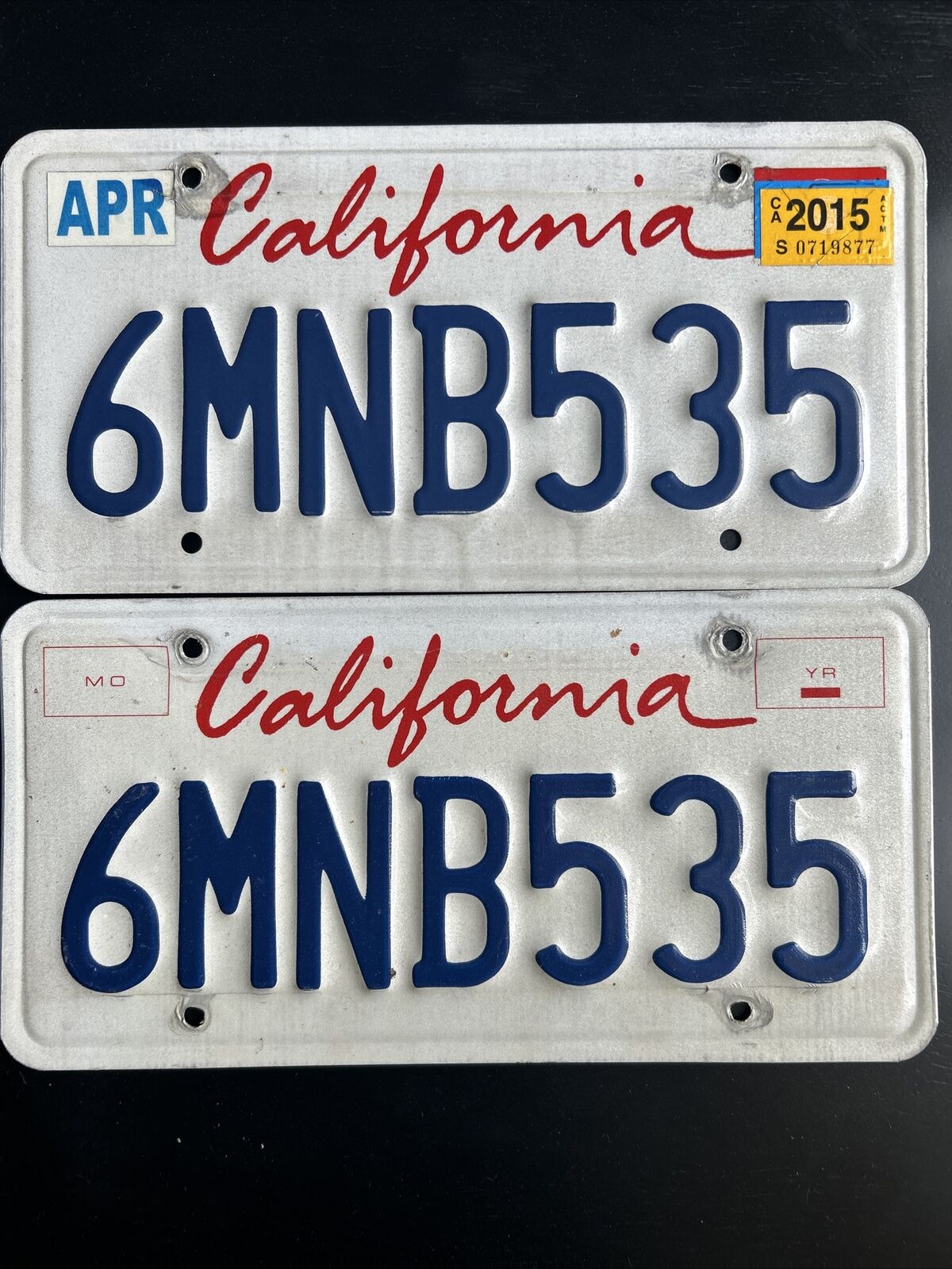 CALIFORNIA License Plate Pair 🔥FREE SHIPPING🔥 6MNB535 MATCHING SET