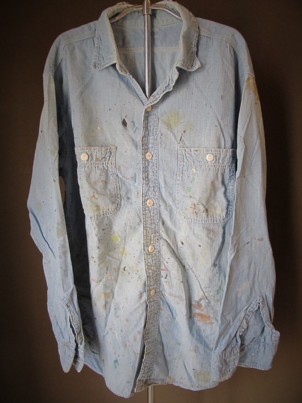 Vintage WW2 US Navy Chambray Shirt w/selvedge Trashed