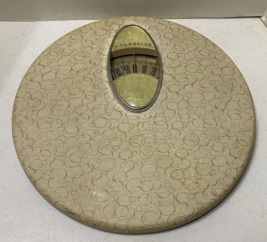 Vintage Brearley Counselor Bathroom Scale Round Circles Gold Flakes 14\