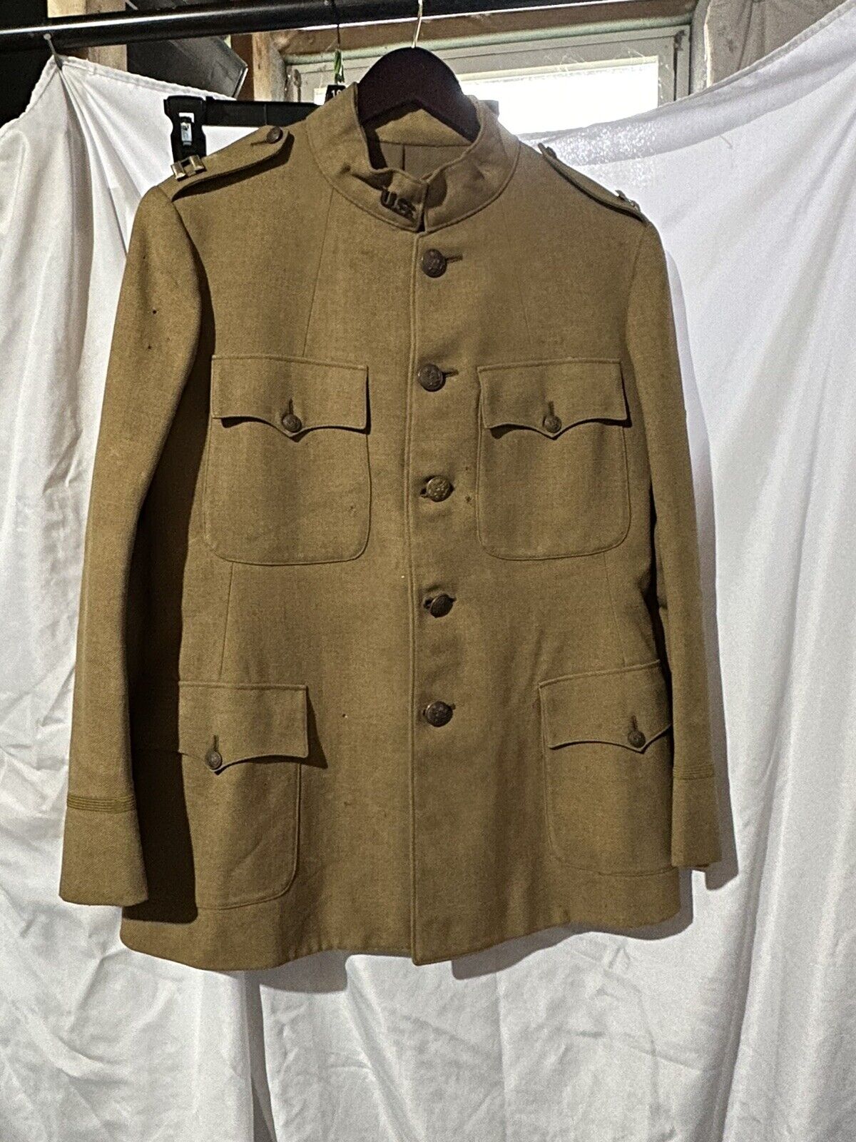 ORIGINAL WW1 US ARMY WOOL JACKET Officer's Captain Uniform Tunic Vintage