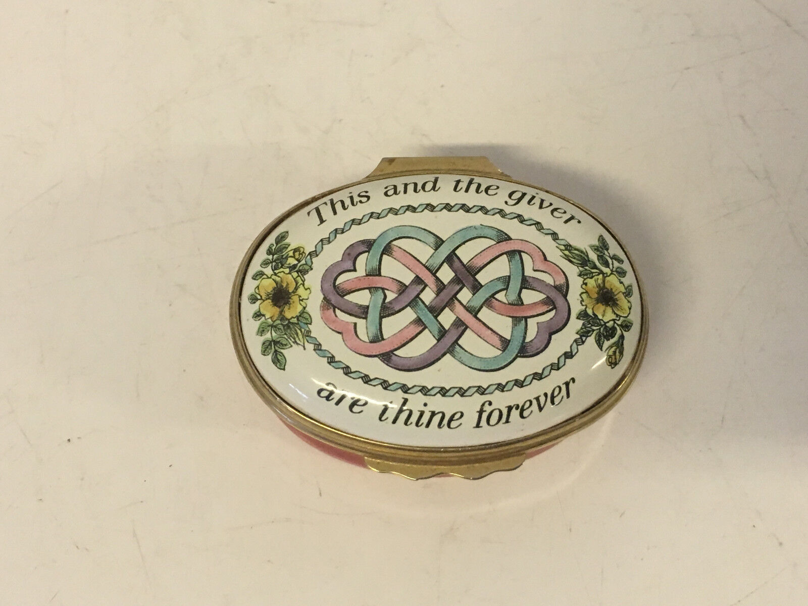 Halcyon Days Bilston and Batterson Enamels This Giver Thine Forever Trinket Box