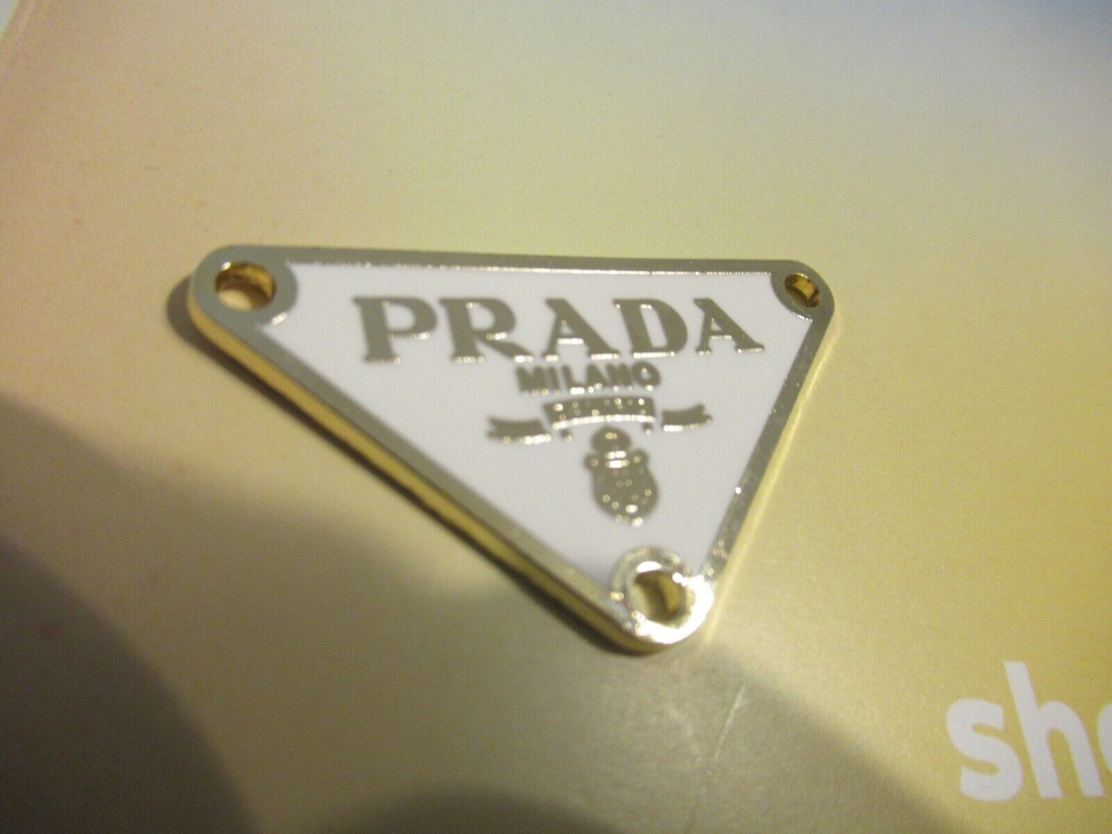 PRADA ZIP PULL   1.5 '' x  3/4'' gold tone WHITE ,   THIS IS FOR 1
