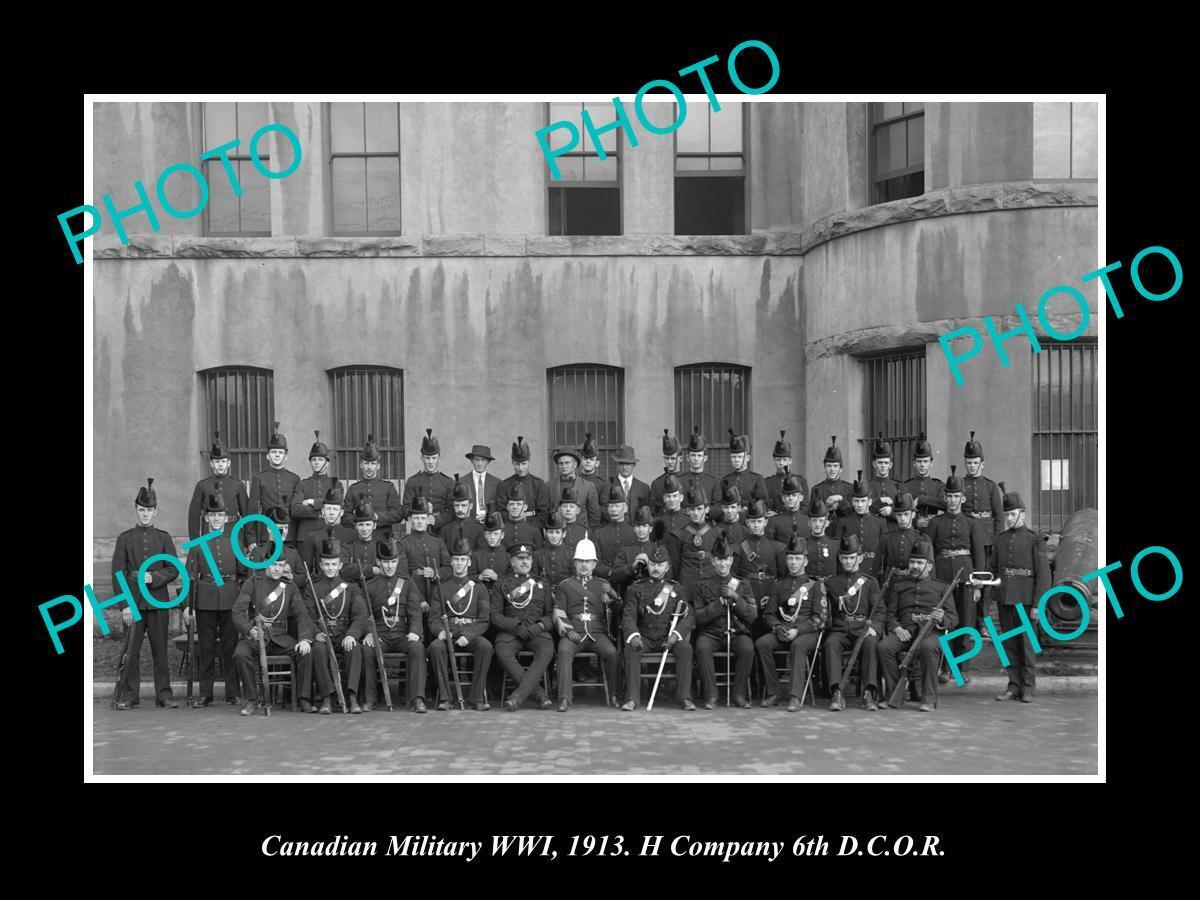 OLD HISTORIC PHOTO OF CANADIAN MILITARY WWI H COMPANY 6th DCO REGIMENT c1913